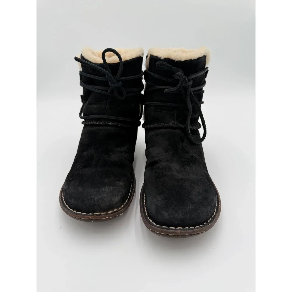 UGG Caspia Suede Leather Lace Up Sherpa Fur Lined‎ Ankle Boots Winter Booties 8